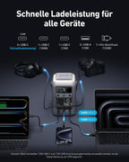 Tragbare Powerstation C300 288Wh LiFePO4 Akku 300W Ausgangsleistung mit USB-C Anschlüssen und Solarladefunktion
