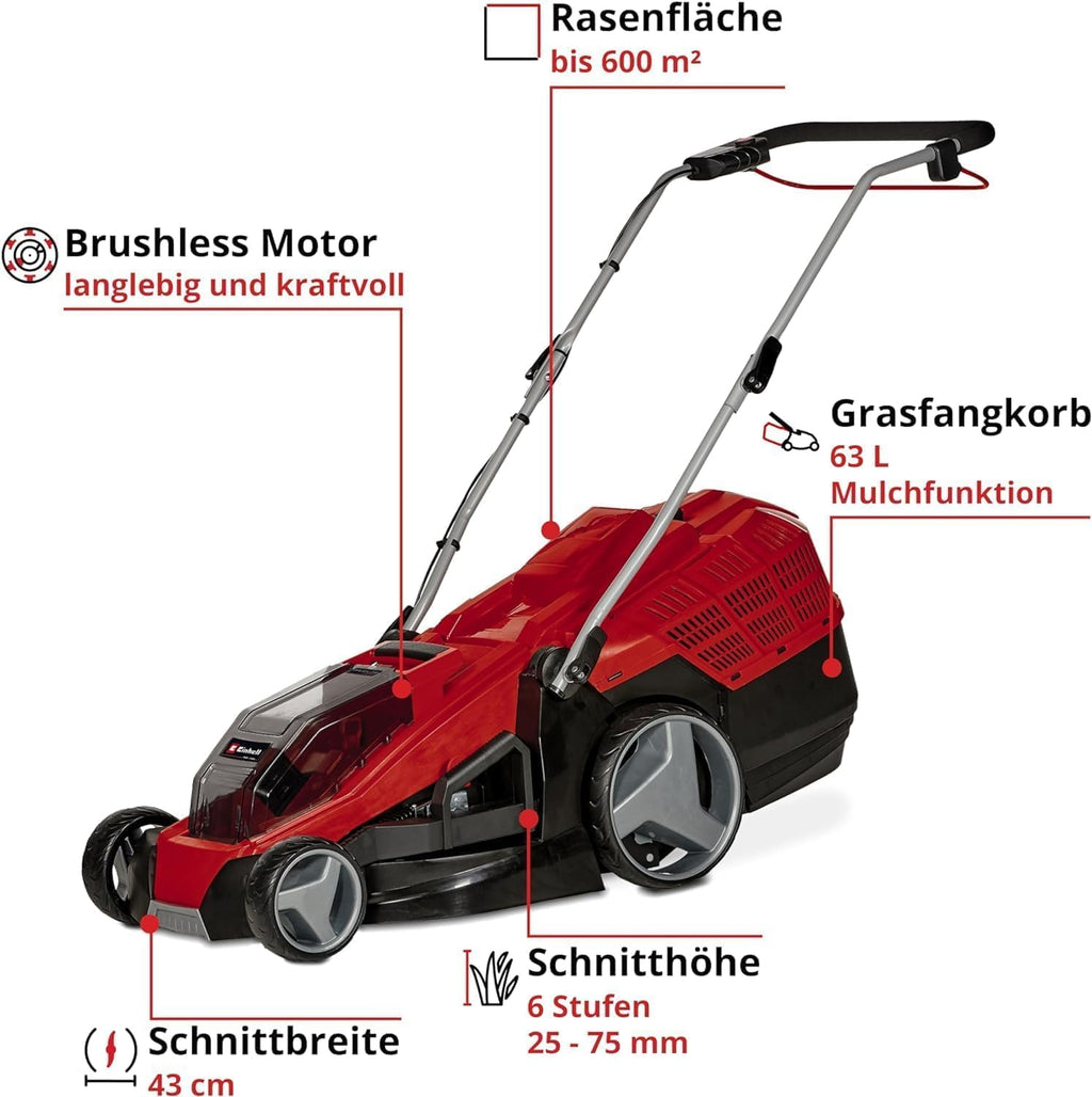 Akku-Rasenmäher GE-CM 36/43 Li M-Solo 43 cm Schnittbreite 36 V 63 L Fangkorb Mulchfunktion