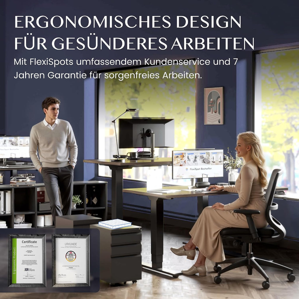 Höhenverstellbares Schreibtischgestell EC5 PRO elektrisch Dual Motor 160 kg Tragkraft 3-fach Teleskop Memory Steuerung LED Anzeige