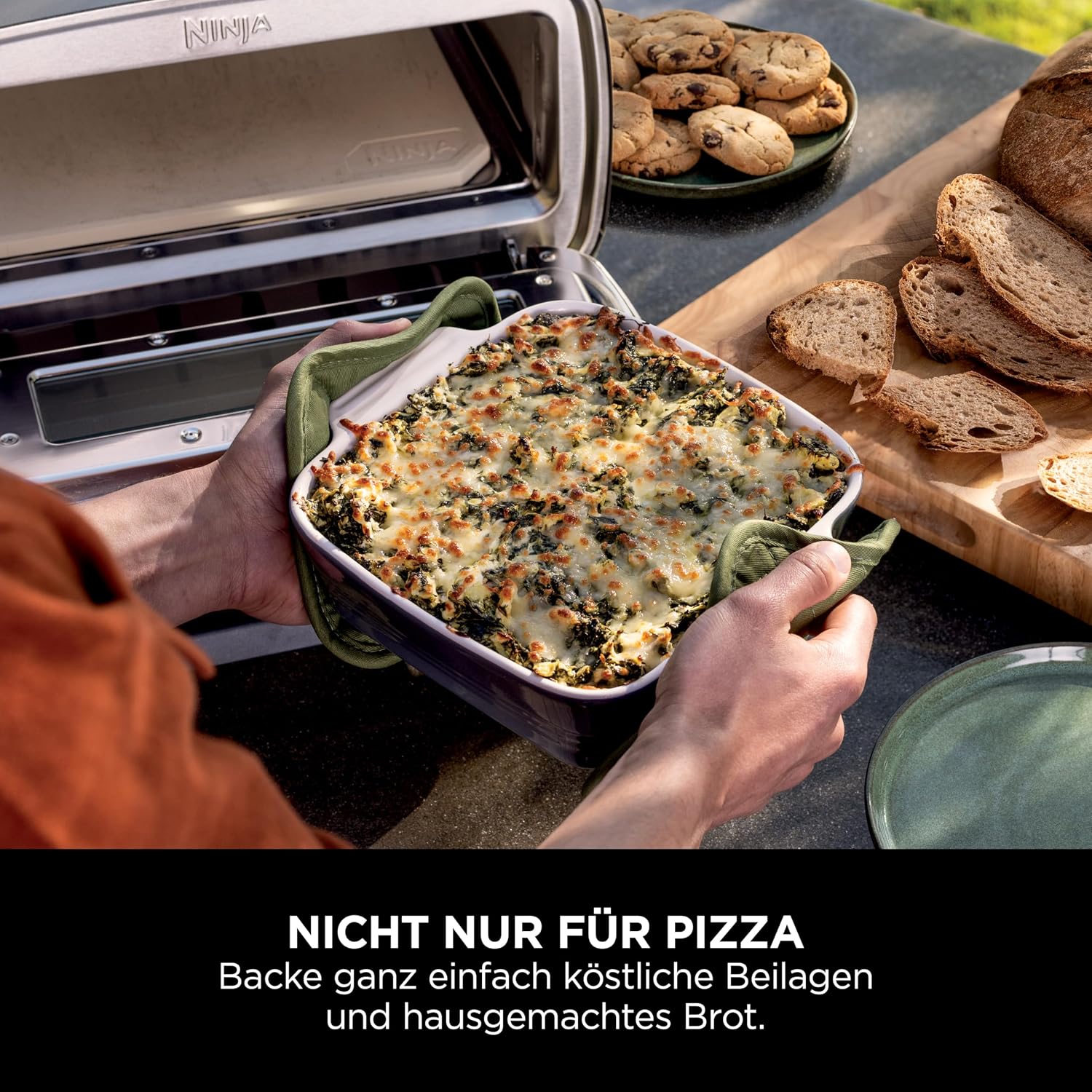 Outdoor Pizzaofen Air Fryer MO201EU 13L 30 cm Pizzastein Backblech Heißluft Frittieren Backen Teig gehen lassen 4 Funktionen