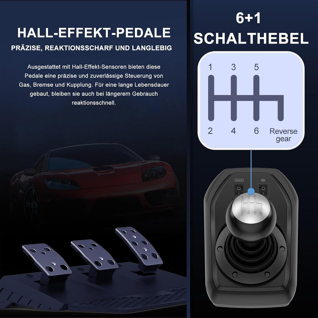 Gaming Lenkrad mit Pedalen und Schalthebel V9 270/900° PC Xbox PS4 PS3 Kompatibel mit Vibrationsrückmeldung