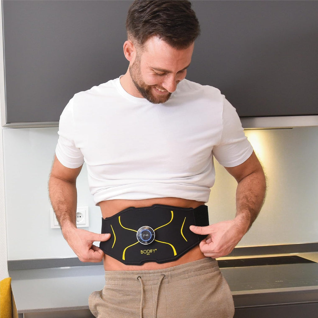 EMS Bauchtrainer Max Muskelstimulator mit Controller Ladekabel und Verlängerungsgurt für Bauchmuskeltraining