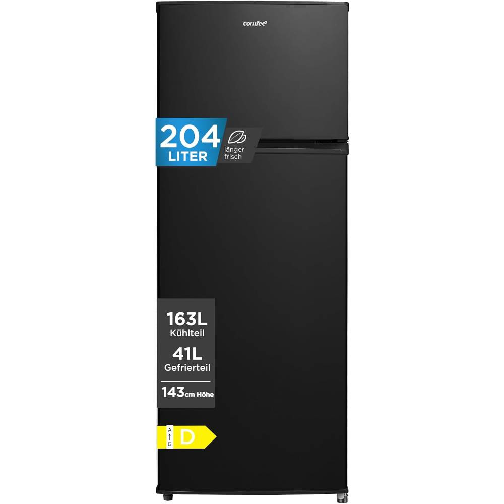 Kühl-Gefrierkombination RCT210DK3 204L 143 cm Höhe Low Frost LED Licht 39 dB freistehend mit Gefrierfach unten