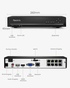 8CH 4K PoE NVR Überwachungsrekorder 2TB Festplatte RLN8-410 unterstützt IP Kameras System Haus Innen Aussen
