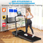 Walking Pad Laufband X390 klappbar mit 9% Steigung 1-12 km/h LCD Display App Steuerung Handlauf und Fernbedienung