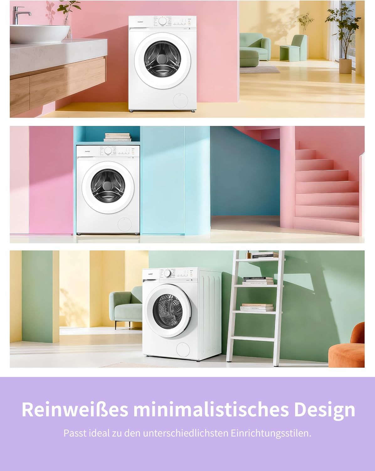 Frontlader Waschmaschine 8 kg CF08EWP05W mit Dampffunktion und Tierhaar-Programm 16 Programme Energieeffizienz Klasse A-10 Nachlegefunktion