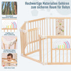 Baby Laufstall faltbares Holz Laufgitter 214 x 141 x 61 cm Spiel- und Sicherheitsbereich für Kleinkinder