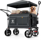 Faltbarer Bollerwagen EA-TR-21830S 225 L bis 150 kg mit Bremse Dach Schiebe- und Ziehgriff 4 Räder