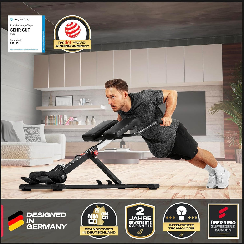 Bauch und Rückentrainer BRT150 6in1 Multifunktions Hantelbank verstellbar für Krafttraining zuhause bis 130 kg