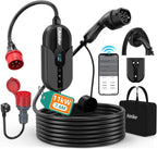 Ladestation Ladegerät 11kW 400V 3-phasig 8-16A Typ 2 7,6m Kabel CEE IP66 App Steuerung mit Wandhalterung