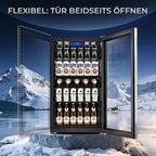 Getränkekühlschrank YC-86 86 L mit LED-Beleuchtung Glastür 4 Ablagen Temperaturregelung ohne Gefrierfach