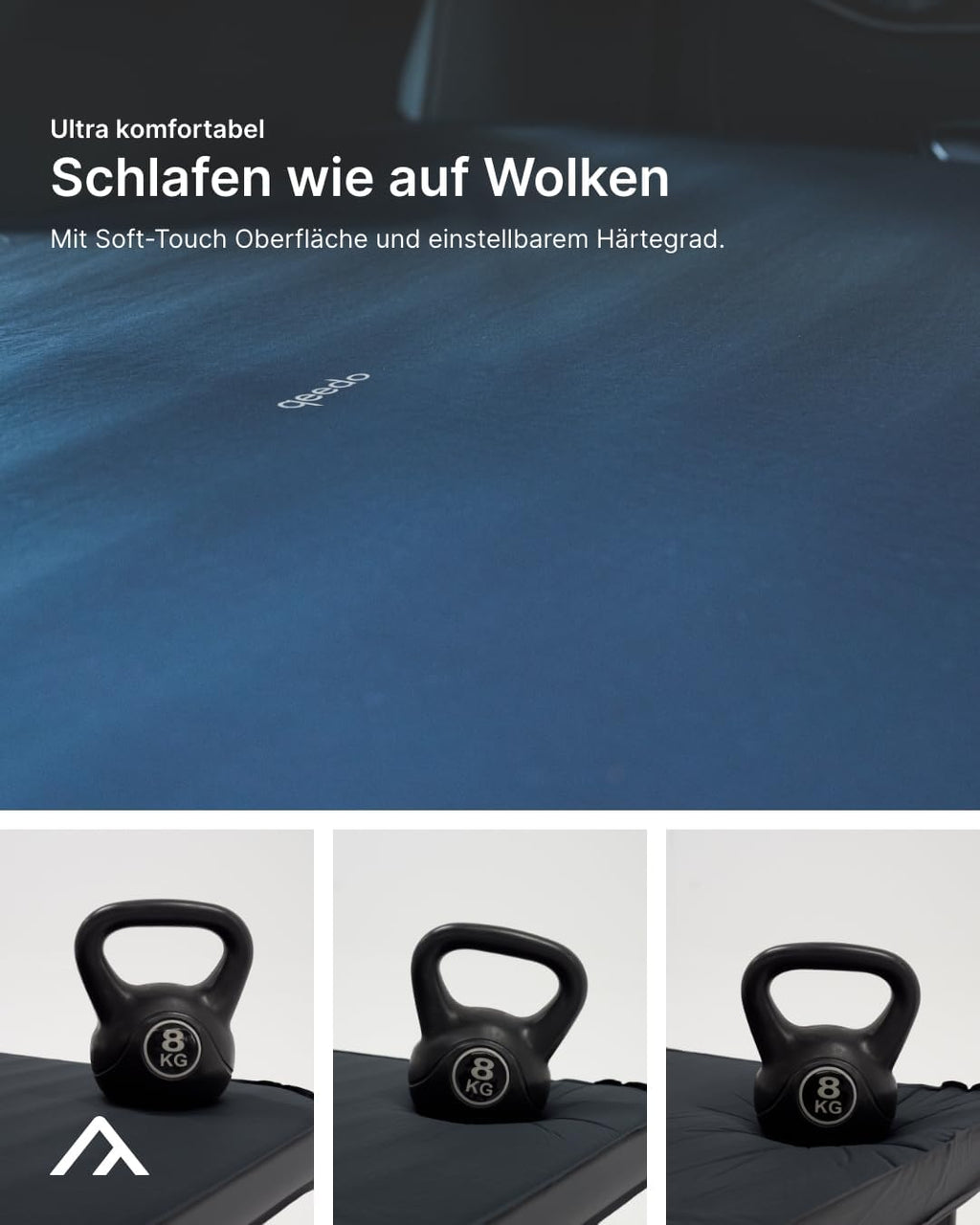 Selbstaufblasende Campingmatratze Cloudmat Double XL 205 x 138 x 7,5 cm mit Soft Touch Oberfläche Doppelventil und Packsack