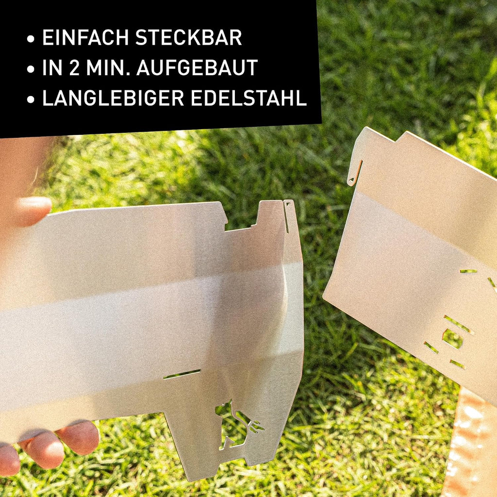 Faltbarer Steck Gas Camping Grill Edelstahl Outdoor Grill für EN417 Kartuschen 21x33x17 cm 3,3 kg SK100