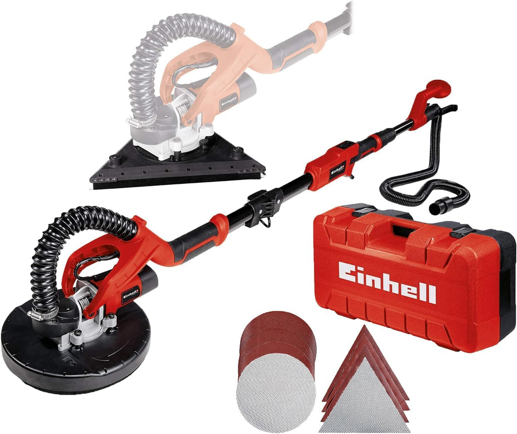 Trockenbauschleifer TE-DW 225 X 750 W Wand- und Deckenschleifer 225 mm Schleifteller 165 cm Teleskopstiel mit Koffer