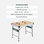Multifunktionstisch MWB 100 Klappbare Werkbank höhenverstellbar 120 kg Traglast inkl Zwingen
