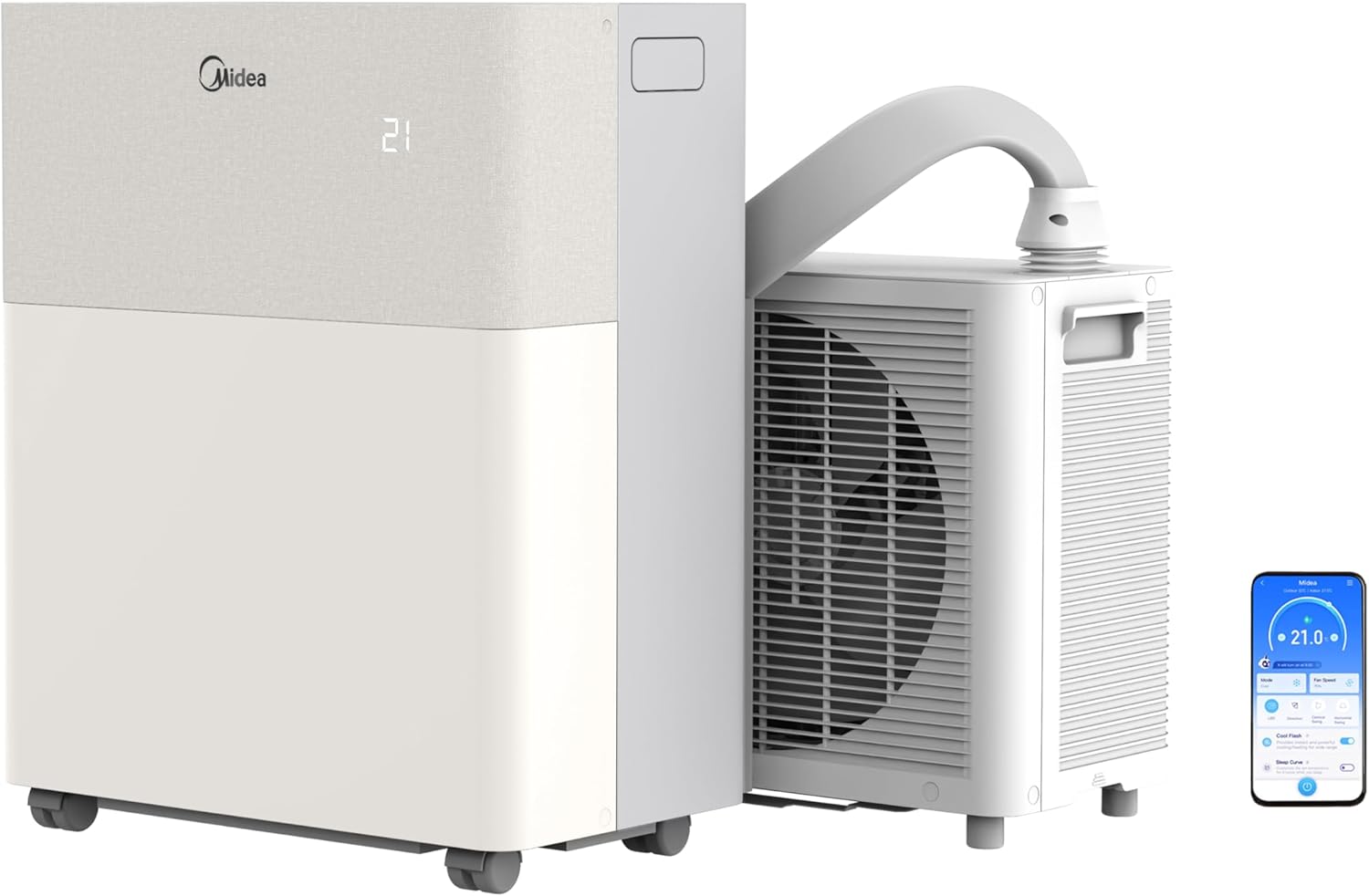 Mobile Split Klimaanlage PortaSplit-E 12000 BTU 3,5 kW Kühlen Heizen A++ für Räume bis 42 m² App Steuerung