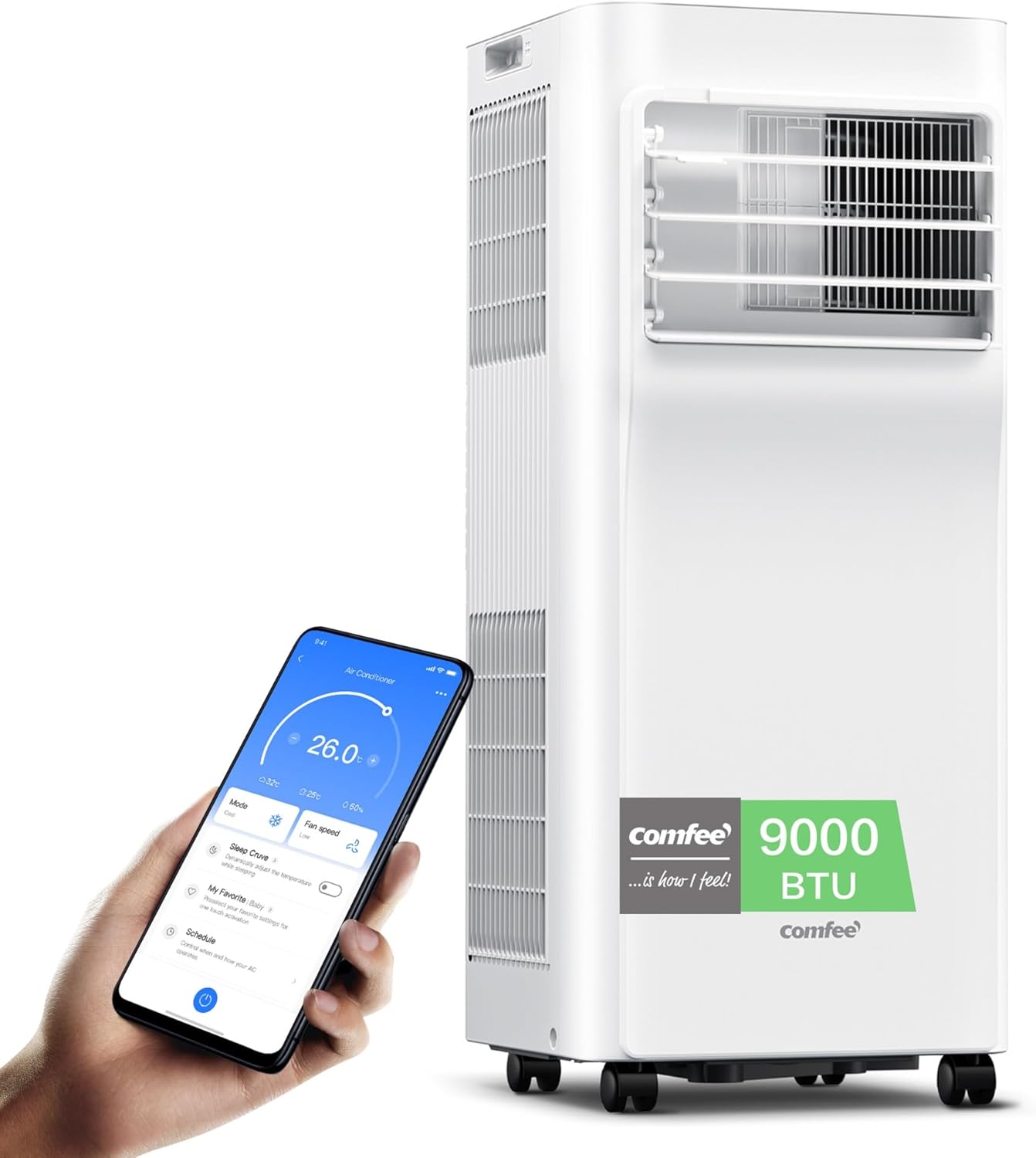 Mobiles Klimagerät 9000 BTU 2.6kW Breezy Cool Pro 2.6 APP Steuerung Kühlen Ventilieren Entfeuchten bis 33m²