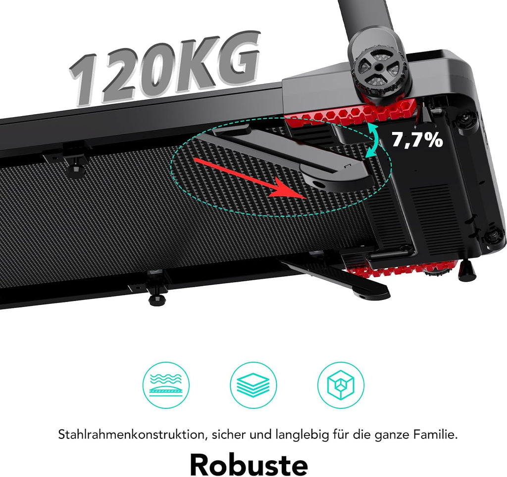 Klappbares Laufband für Zuhause und Büro CS-WP9 bis 12 kmh LED Anzeige Bluetooth App Steuerung 1400W Motor 123.8x58.7x10.2 cm