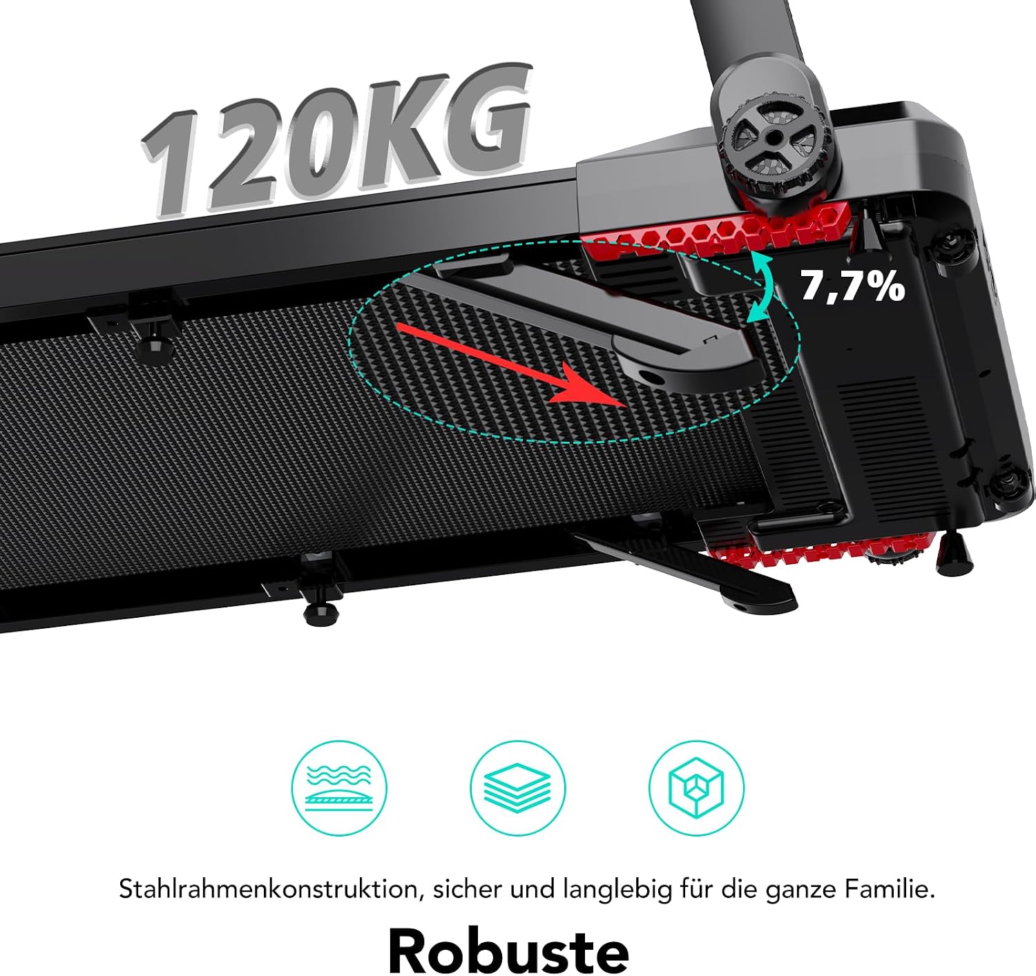 Klappbares Laufband für Zuhause und Büro CS-WP9 bis 12 kmh LED Anzeige Bluetooth App Steuerung 1400W Motor 123.8x58.7x10.2 cm