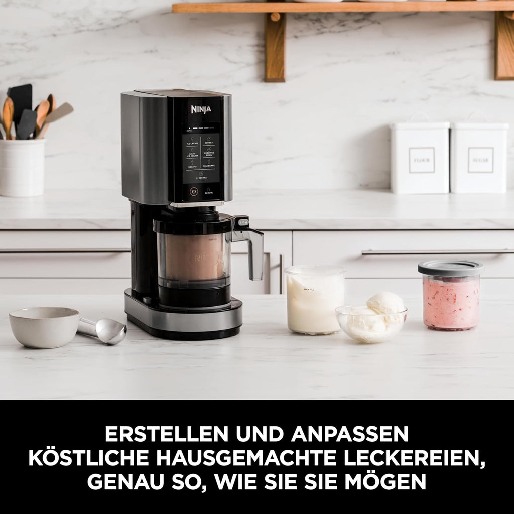 Eismaschine Dessertmaschine NC302EU mit 1,4L Behälter 7 Programmen für Eiscreme Gelato Sorbet Smoothie Bowl und Milchshakes