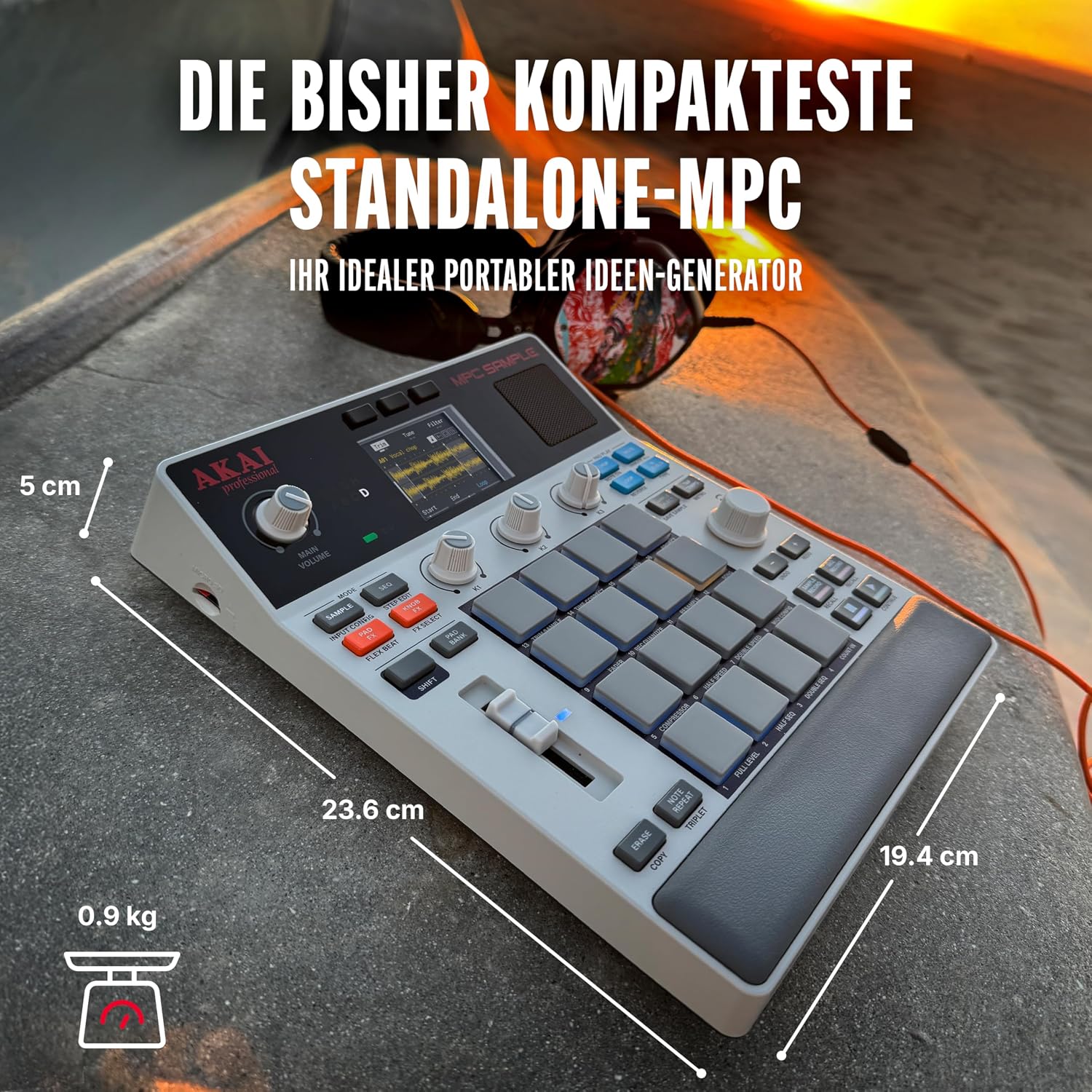 MPC Sample Sampler Sequenzer Effektprozessor MPCSAMPLE mit Akku USB-C Lautsprecher Mikrofon und 16 Pads