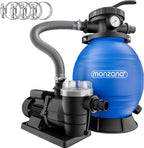Sandfilteranlage SF96K 9600 l/h 400 W bis 30000 L Pool 7-Wege Ventil selbstansaugend Ø32-38 mm Adapter Poolfilterpumpe