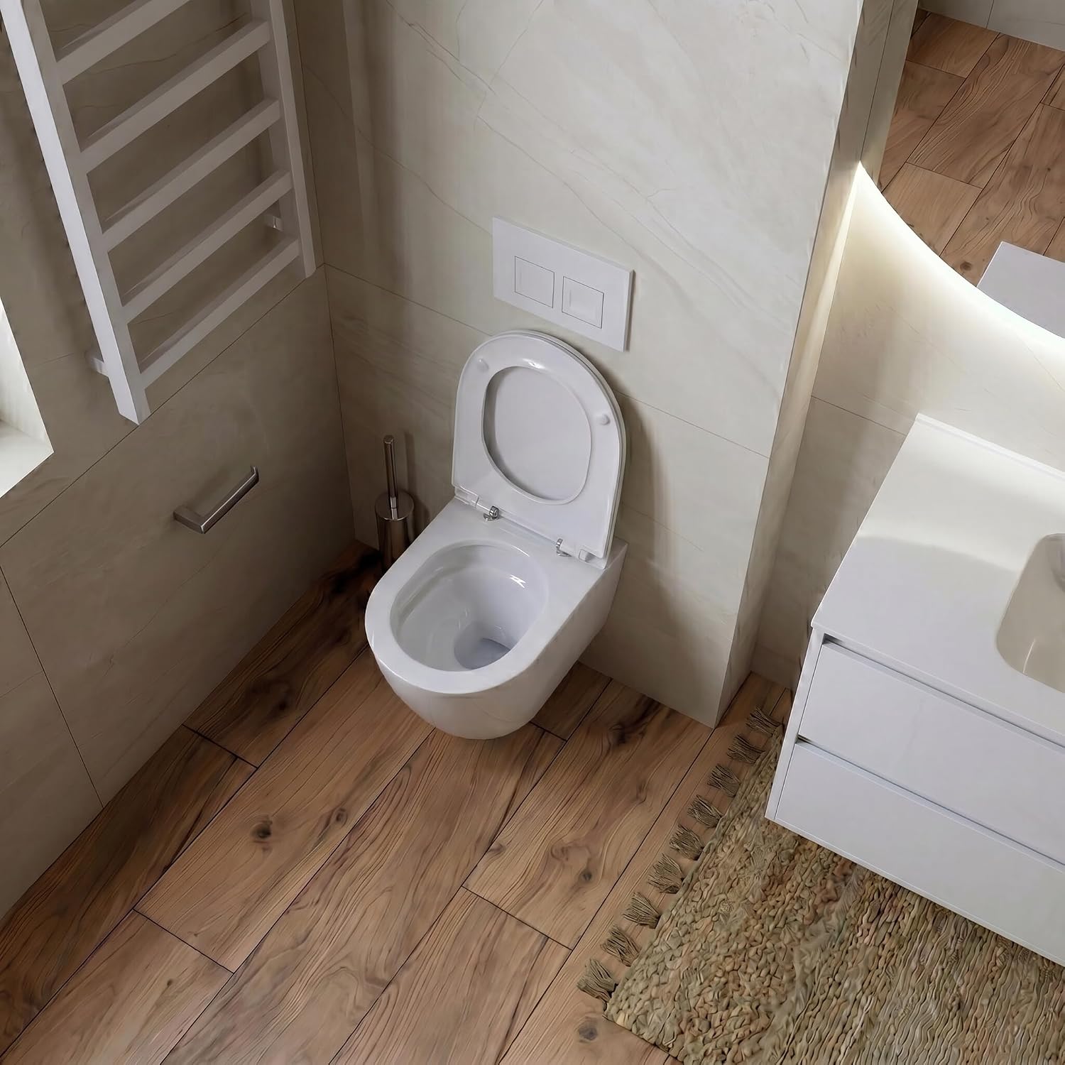 Vorwandelement WC Komplettset Dalia DALIA Wand Tiefspül WC spülrandlos Tornado Spülsystem Softclose Sitz Delta 25 112 cm Weiß