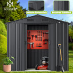 Metall Gerätehaus Garten 195x131x186cm 4.2m³ Schiebetür mit Fundamentrahmen Anthrazit