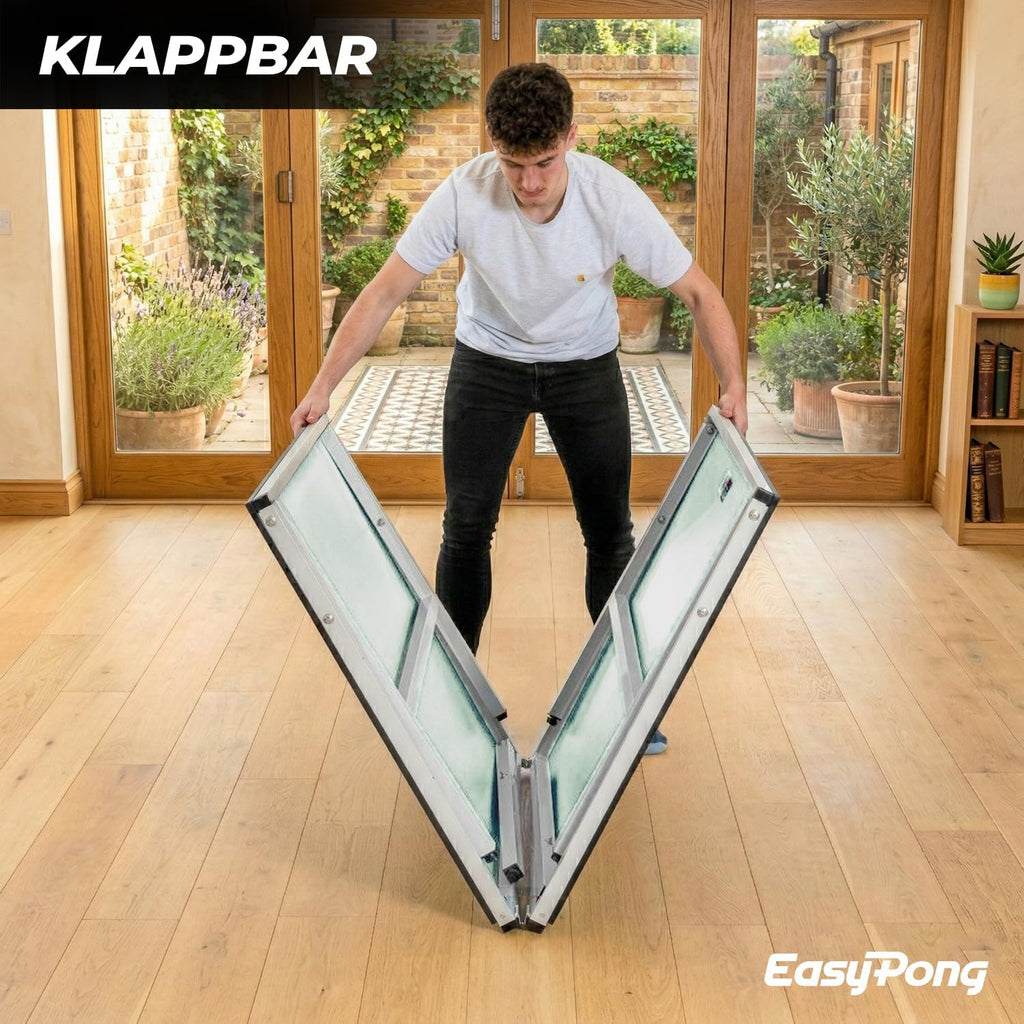 Tischtennisplatte EASYPONG klappbar 182x91 cm mit 2 Schlägern und 4 Bällen für Indoor Nutzung