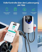 Wallbox Ladegerät Laden APP RFID 11kW 400V 6-16A Typ 2 EV Ladestation 8m Kabel mit Kabelhalter