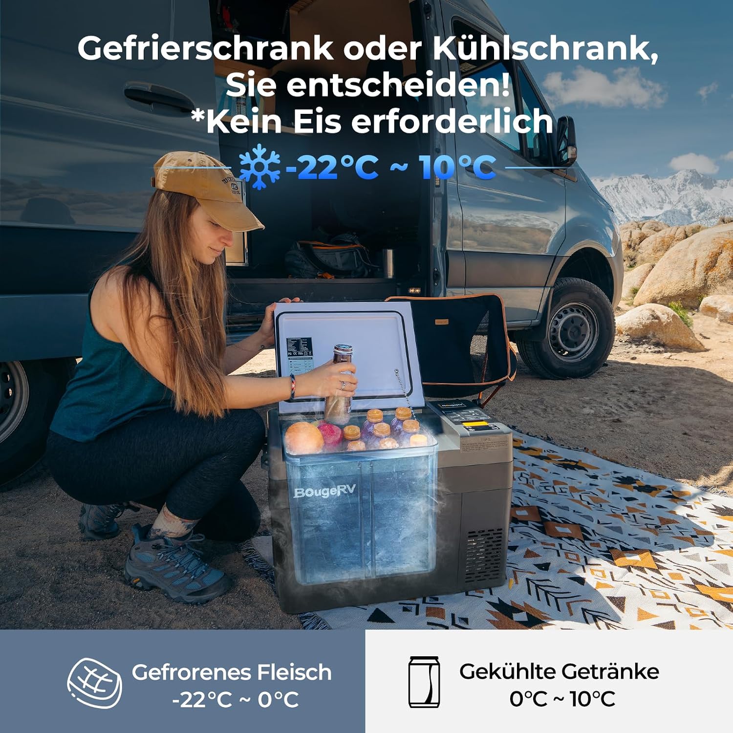 Kompressor Kühlbox CRPRO 29L 12V 24V 230V -22°C bis 10°C Auto Kühlschrank für Auto Camping Reisen