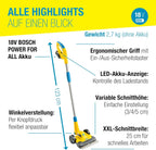 Akkurasentrimmer Kantenschneider FineCut 18V Set 25 cm Schnittbreite inkl Akku Ladegerät für kleine Gärten
