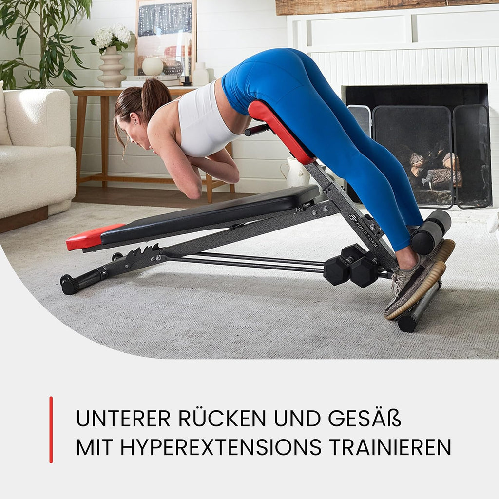Verstellbare Hantelbank für Krafttraining Hyperextension Rückenstrecker Bauchtrainer Schrägbank Flachbank Modell FF-TB011384