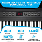 Digital Piano Keyboard 88 Tasten RECITALPLAY mit 480 Sounds USB-MIDI Lautsprechern und Zubehör Set