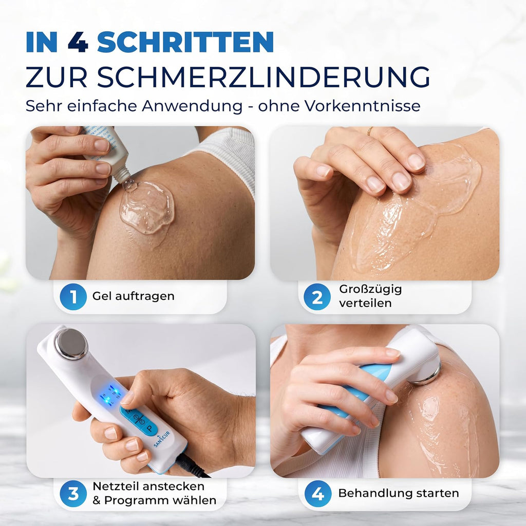 Ultraschalltherapie Gerät 1 MHz mit 3 Intensitätsstufen und Impulsmodus inklusive 150 ml Ultraschallgel