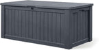 Garten Aufbewahrungsbox 570 Liter Kissenbox mit Belüftung Holzoptik wetterfest mit Gasdruckfeder