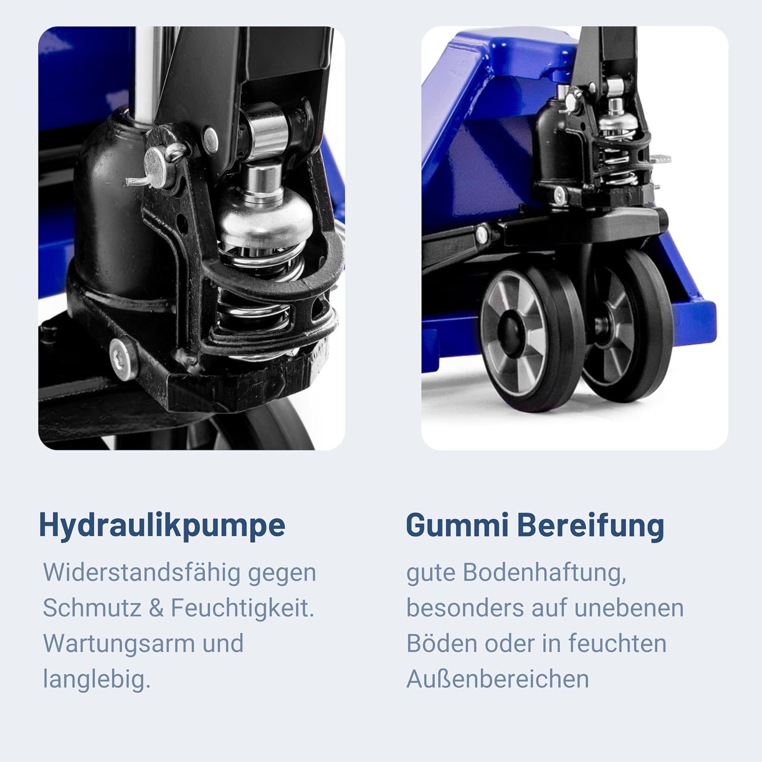Handhubwagen FIVE 2500 kg Tragkraft mit 1150 mm Gabellänge Stahlrahmen Gummirollen Palettenwagen für Euro-Paletten
