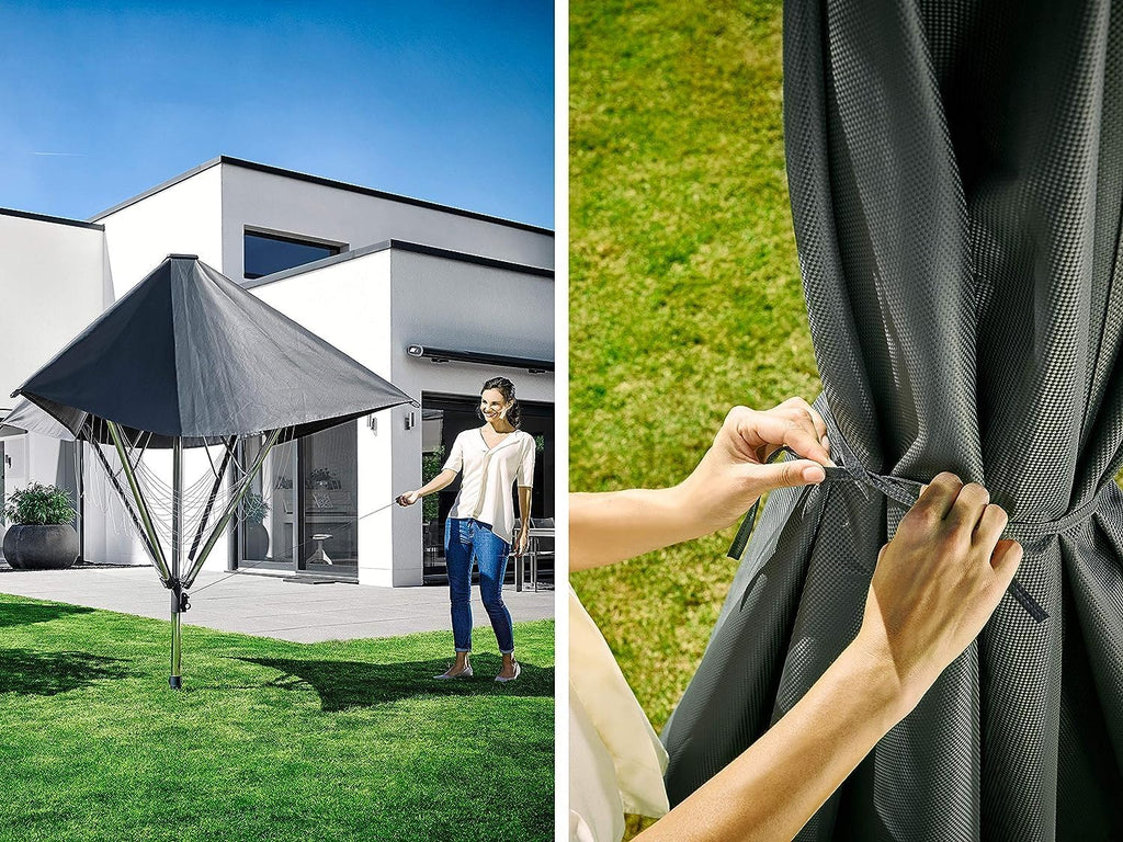 Wäschespinne LinoProtect 400 mit wasserdichtem Dach Aluminium Wäscheständer Outdoor 40m Leine inkl Bodenhülse