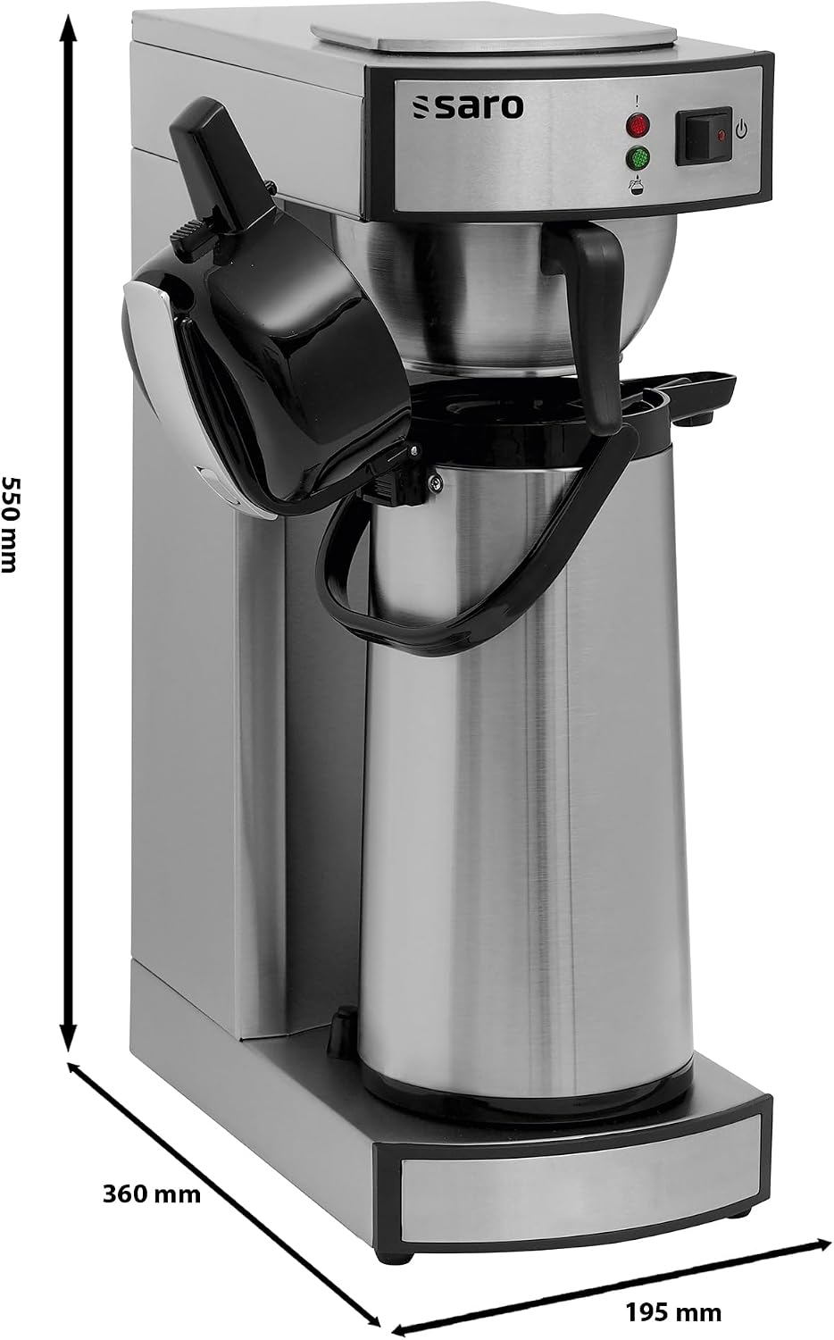 Kaffeemaschine SAROMICA THERMO 24 2.2L Edelstahl Isolierpumpkanne 5-6 Min Brühzeit 317-2085 2,069 kW
