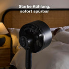 DUOCOOL Smart Akkuventilator 2-in-1 Stand und Tischventilator kabellos 45 Stunden Laufzeit 5 Stufen Turbo App Steuerung Alexa kompatibel