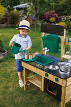 Outdoor Spielküche mit Zubehör aus Holz und Kunststoff E3193 für Kinder ab 3 Jahren wetterfest Garten Rollenspiel Küche