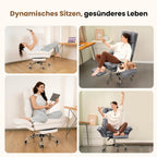 Bürostuhl mit Fußstütze Modell BGY01 Teddy Stoff Drehstuhl 135° verstellbare Rückenlehne extra breiter Sitz Home Office