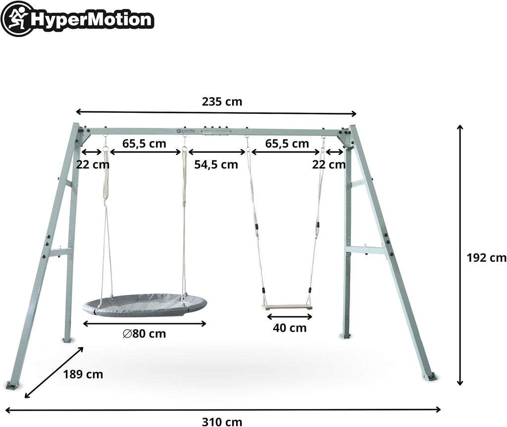 Doppelschaukel mit Stahlgestell ZEST SWING HYP2014 180 kg Belastbarkeit mit Nestschaukel und Hängematte für Garten