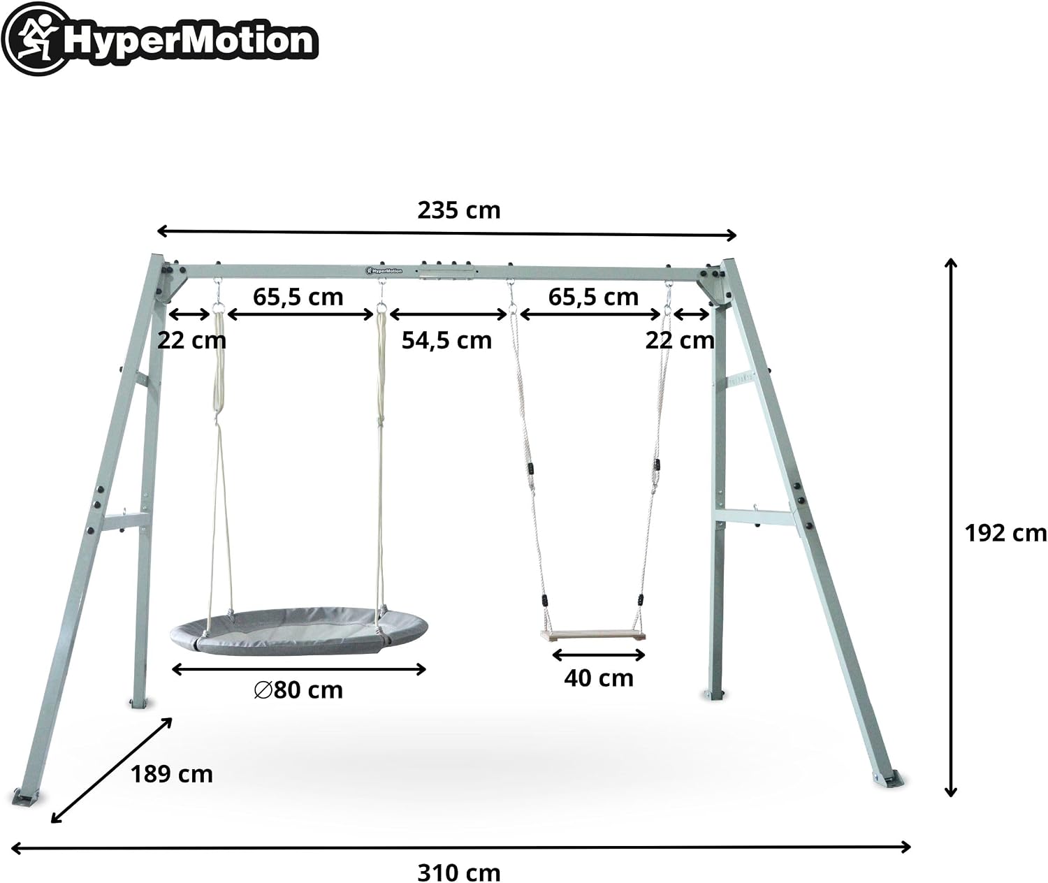 Doppelschaukel mit Stahlgestell ZEST SWING HYP2014 180 kg Belastbarkeit mit Nestschaukel und Hängematte für Garten