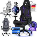 Ergonomischer Gaming Stuhl mit Fußstütze 4D Armlehnen Memory Foam Stoffbezug 150 kg Belastbarkeit