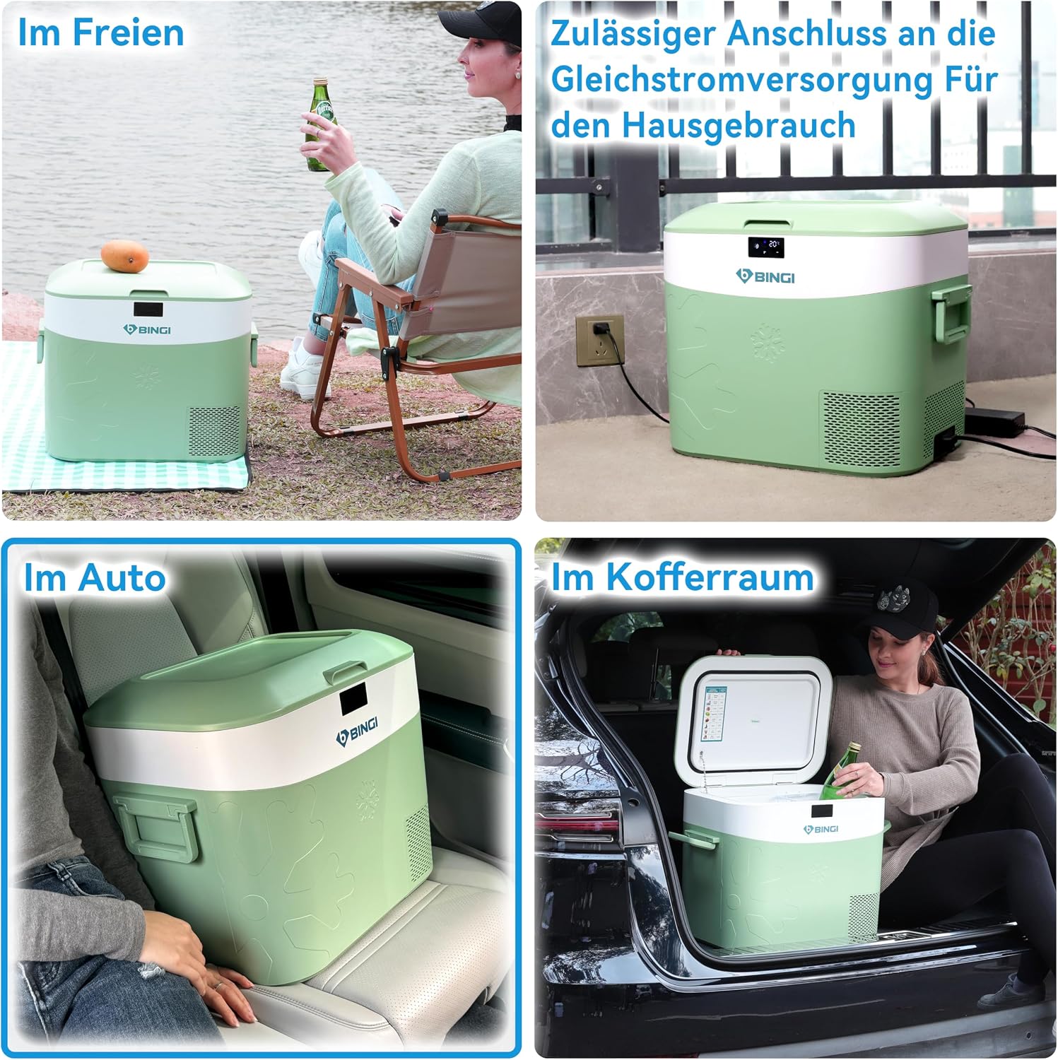 Kompressor Kühlbox 22 Liter HC-22P2 tragbarer Auto Kühlschrank mit 12/24V DC und 230V AC für Camping Wohnmobil und Zuhause