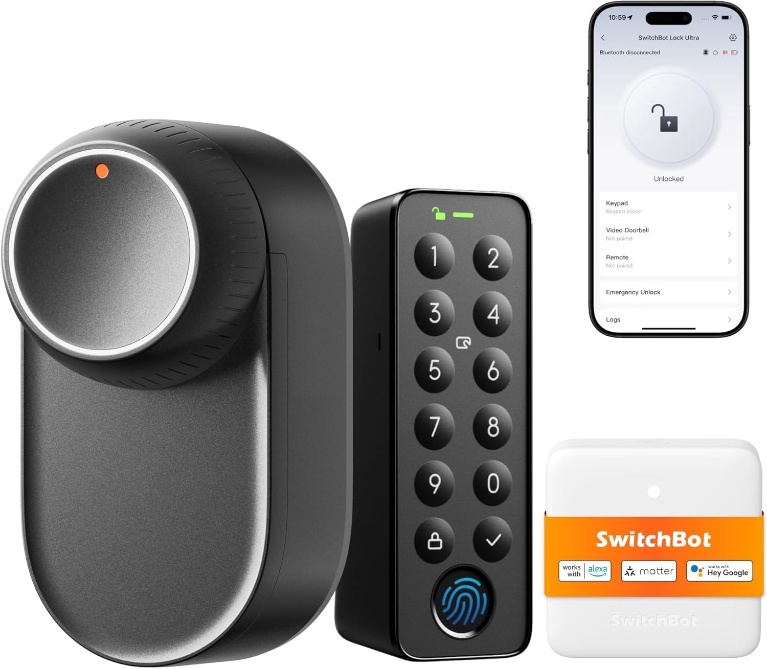 Smart Türschloss Lock Ultra mit Fingerabdruck Keypad Passcode Smartphone App Matter kompatibel 9 Monate Akku