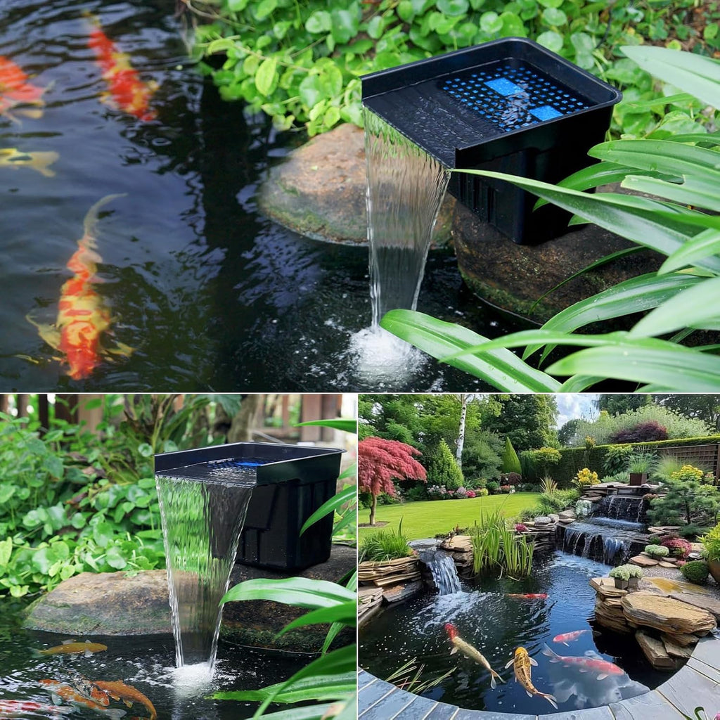 Teich Wasserfall Set P378 mit 4500 l/h Teichpumpe 3 m Wellschlauch Filtermaterial für Gartenteiche