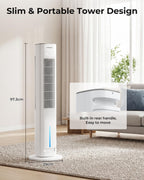 Turmventilator mit Wasserkühlung ATF-026L 38 Zoll 60W Verdunstungskühler mit Fernbedienung 3 Stufen 12H Timer