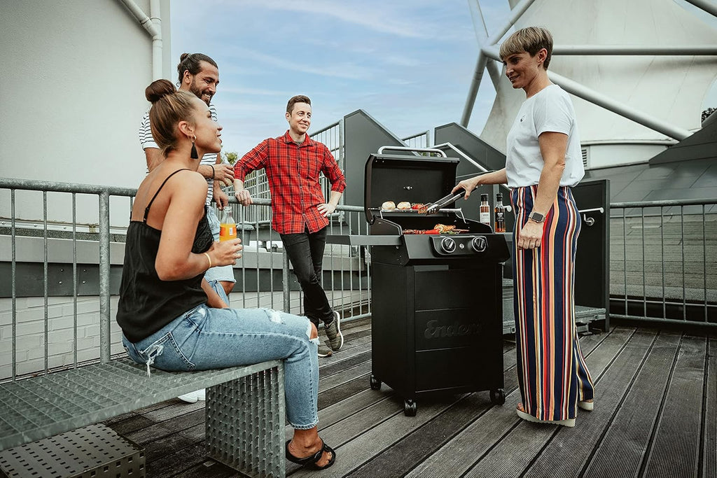 Elektrogrill eCRAVE 2 Grillwagen 2 Heizelemente 2 Zonen Grill mit Gussrost Garhaube Thermometer Stauraum